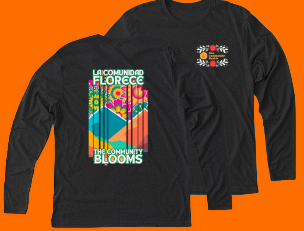 Black long sleeve shirt with Hispanic heritage month graphic.